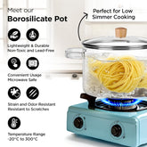Kuber Industries Borosilicate Glass 1.45L Saucepan with Lid & Handle | Induction Pan Cookware | Handi for Cooking | Microwave Safe | Cooktop for Tea/Milk/Pasta/Noodles/Rice | Transparent